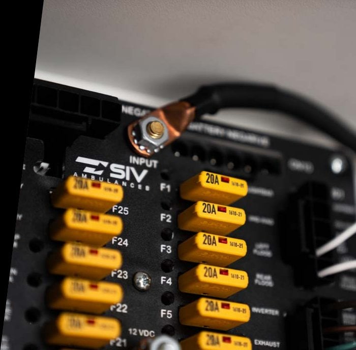 Labeled fuse block in the SIV electrical system